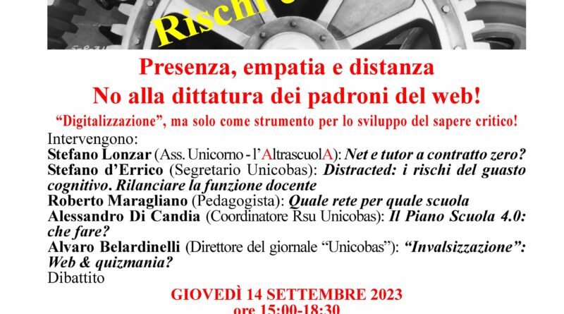 Convegno: scuola e digitalizzazione 4.0: rischi e opportunità