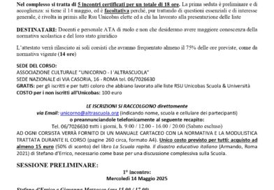 Corso di formazione con esonero per docenti e personale Ata di ruolo e non